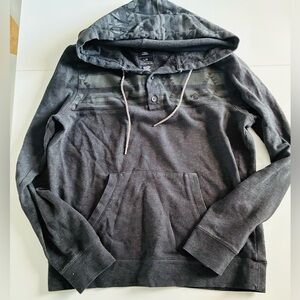 Element Men's Hooded Pullover Sweatshirt - Charcoal Gray with Patterned Yoke